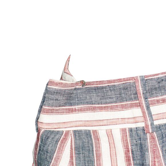 FRAME High Waist Linen Shorts Natural White Multi Stripe Size 2 - Picture 9 of 10